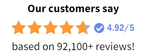 4.92 out of 5 stars based on 92,100+ reviews